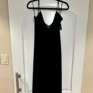 NWT Express V-Neck Black Midi Sweater Slip Dress 